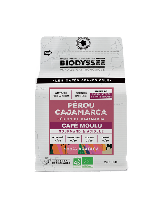 Biodyssée -- Café moulu grand cru pérou cajamarca (origine Pérou) - 250 g