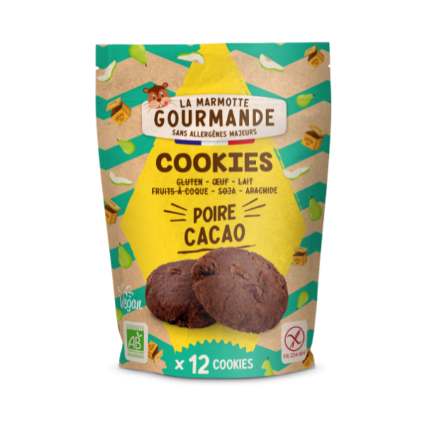 La Marmotte Gourmande -- Cookies poire cacao sans allergène - 150 g