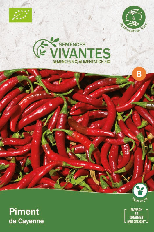 Semences Vivantes -- Piment de Cayenne Bio Demeter - sachet de 25 graines